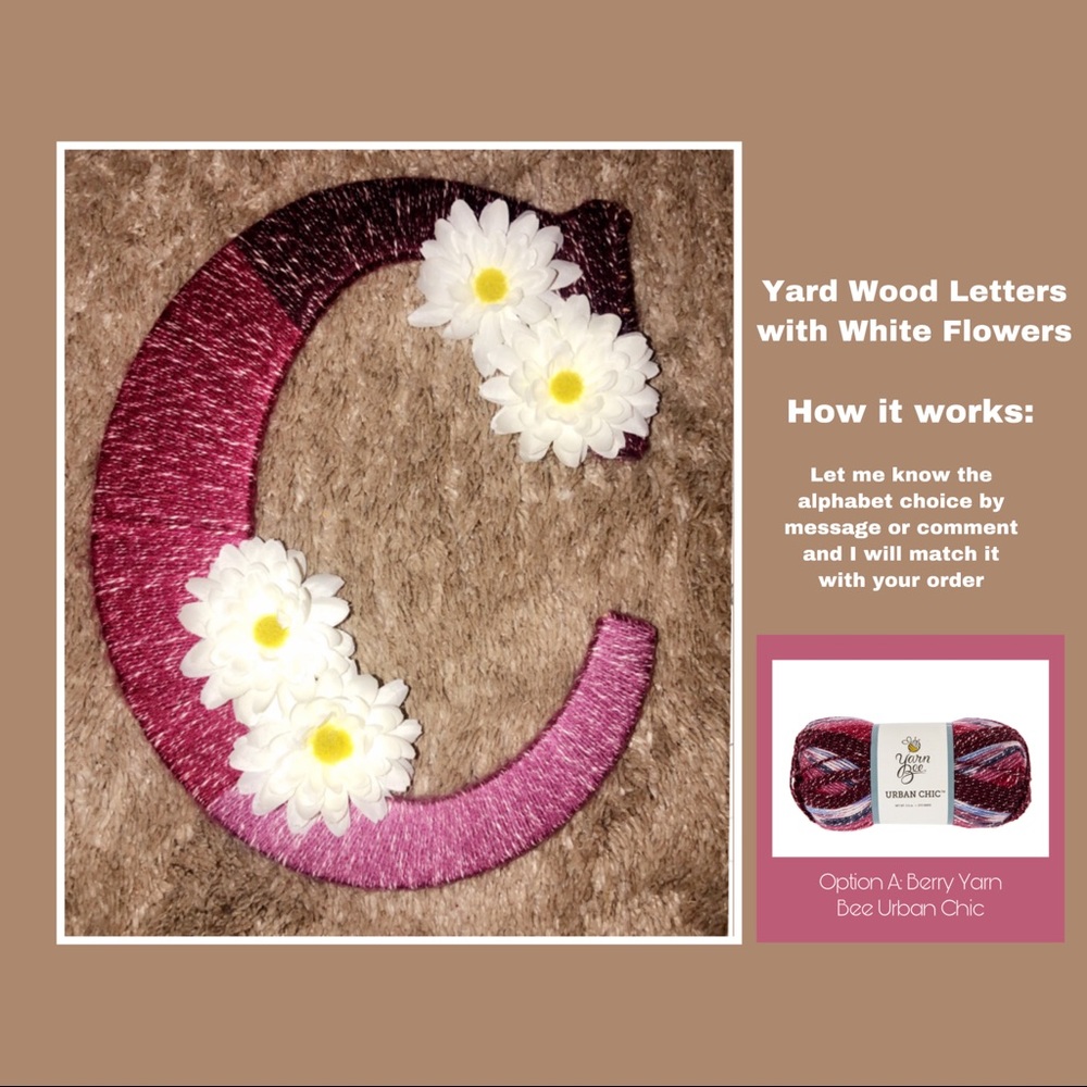 Yard Wood Letter with white plastic flowers